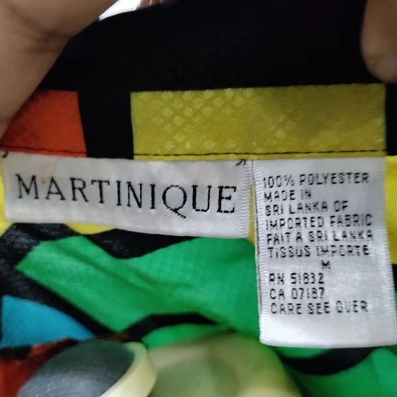 Vintage  80s Martinique color block women's blouse - Picture 6 of 6
